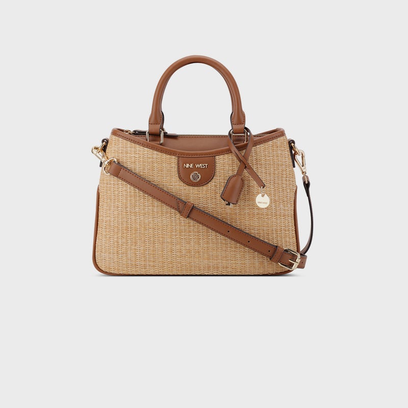 NINE WEST حقيبة ساتشيل بتصميم منقوش باللون البني للنساء - Image 1
